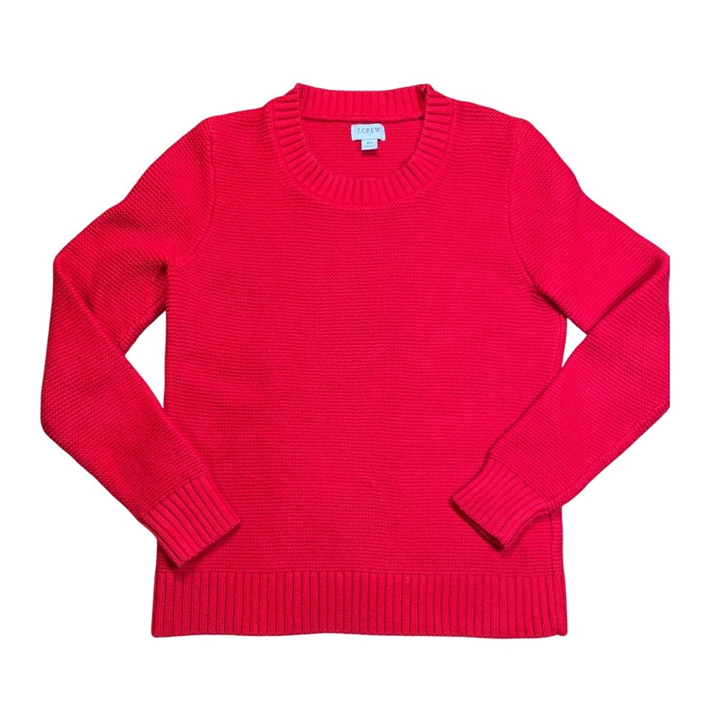 Cozy J Crew Red Crewneck Sweater Womens Sz XS Wool Textured Knit Casual Everyday